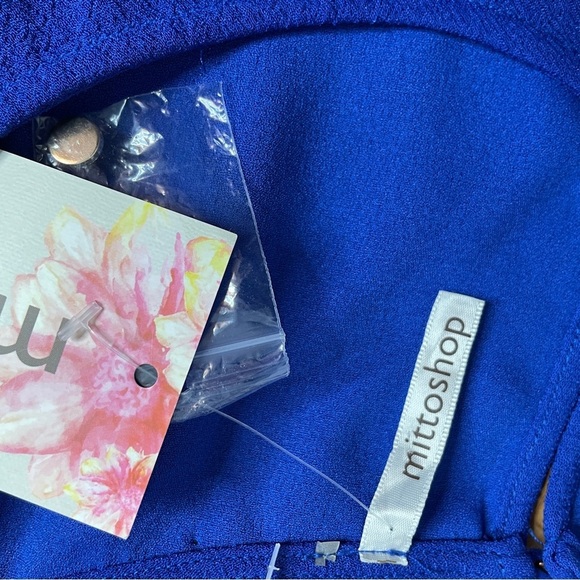 MITTOSHOP Size S Women's Cute Lightweight CREPE SCALLOP Hem Zip Dress Blue - Picture 8 of 8